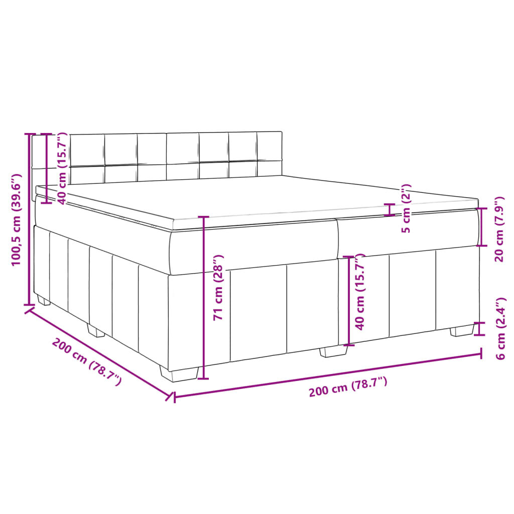 vidaXL Κρεβάτι Boxspring με Στρώμα Σκούρο Καφέ 200x200 εκ. Υφασμάτινο