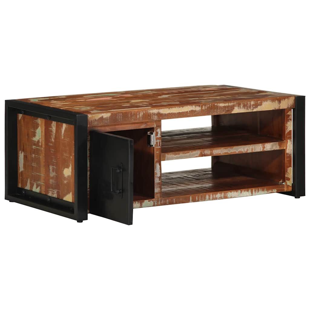 vidaXL Τραπεζάκι σαλονιού πολύχρωμο 90x50x36cm Ξύλο μασίφ αναγεννημένο