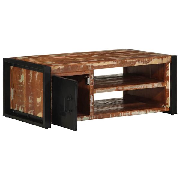 vidaXL Τραπεζάκι σαλονιού πολύχρωμο 90x50x36cm Ξύλο μασίφ αναγεννημένο