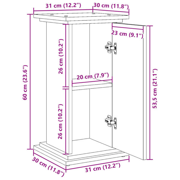 vidaXL Βάση Οθόνης με Αποθ. Μαύρο 31x30x60 εκ. Επεξεργασμένο Ξύλο