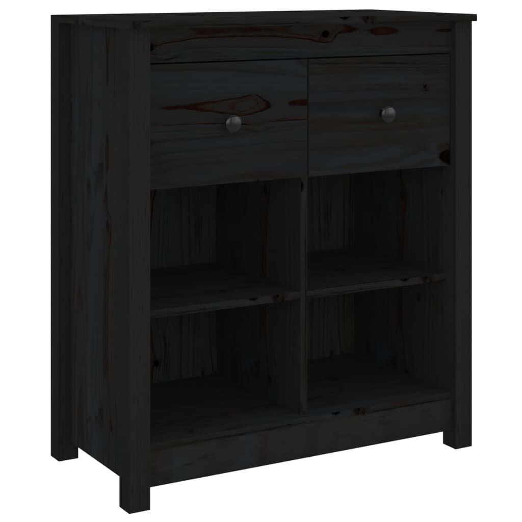 vidaXL Συρταριέρα Μαύρος 70 x 35 x 80 εκ. από Μασίφ Ξύλο Πεύκου