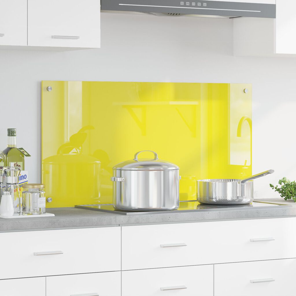 vidaXL Κουζινάκι Πίσω Σπασίματος Κίτρινο 100x50x0,6 εκ Σκληρυμένο Γυαλί