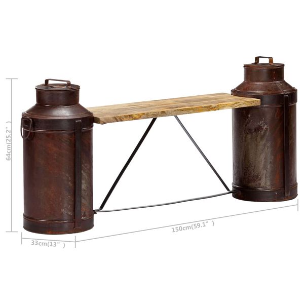 vidaXL Πάγκος με Φιάλες Γάλακτος 150x33x64 εκ. από Μασίφ Ξύλο Μάνγκο