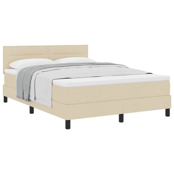 vidaXL Κρεβάτι box spring με στρώμα με στρώμα Κρεμ 140 x 200 cm ύφασμα