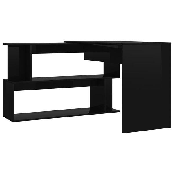 vidaXL Γραφείο Γωνιακό Γυαλιστερό Μαύρο 200x50x76 εκ. από Μοριοσανίδα