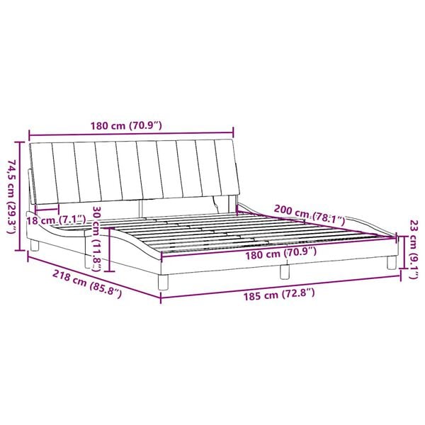vidaXL Σκελετός Κρεβατιού Χωρίς Στρώμα Κρεμ 180x200 εκ. Υφασμάτινο