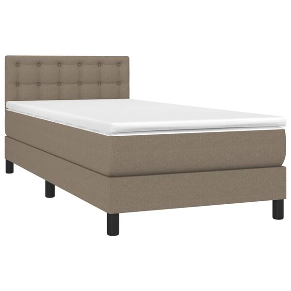 vidaXL &Kappa;&rho;&epsilon;&beta;ά&tau;&iota; Boxspring &mu;&epsilon; &Sigma;&tau;&rho;ώ&mu;&alpha; & LED Taupe 100x200 &epsilon;&kappa;. &Upsilon;&phi;&alpha;&sigma;&mu;ά&tau;&iota;&nu;&omicron;