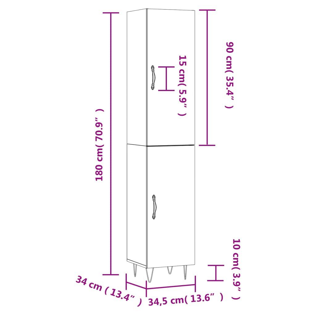 vidaXL Ντουλάπι Καπνιστή δρυς 34,5x34x180 εκ. από Επεξεργασμένο Ξύλο