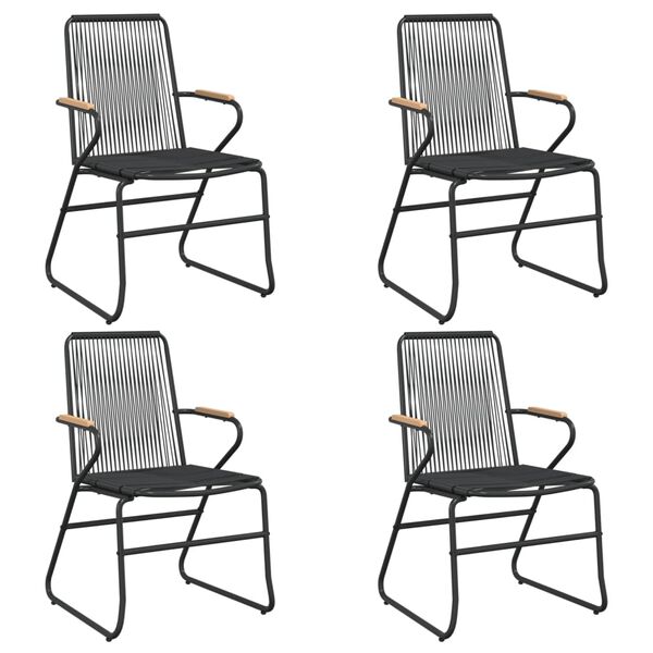 vidaXL Καρέκλες Κήπου 4 τεμ. Μαύρες 58 x 59 x 85,5 εκ. Ρατάν PVC