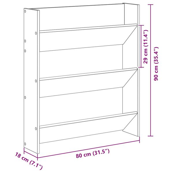 vidaXL Παπουτσοθήκες Τοίχου 2 τεμ. Sonoma Δρυς 80x18x90εκ. Μοριοσανίδα