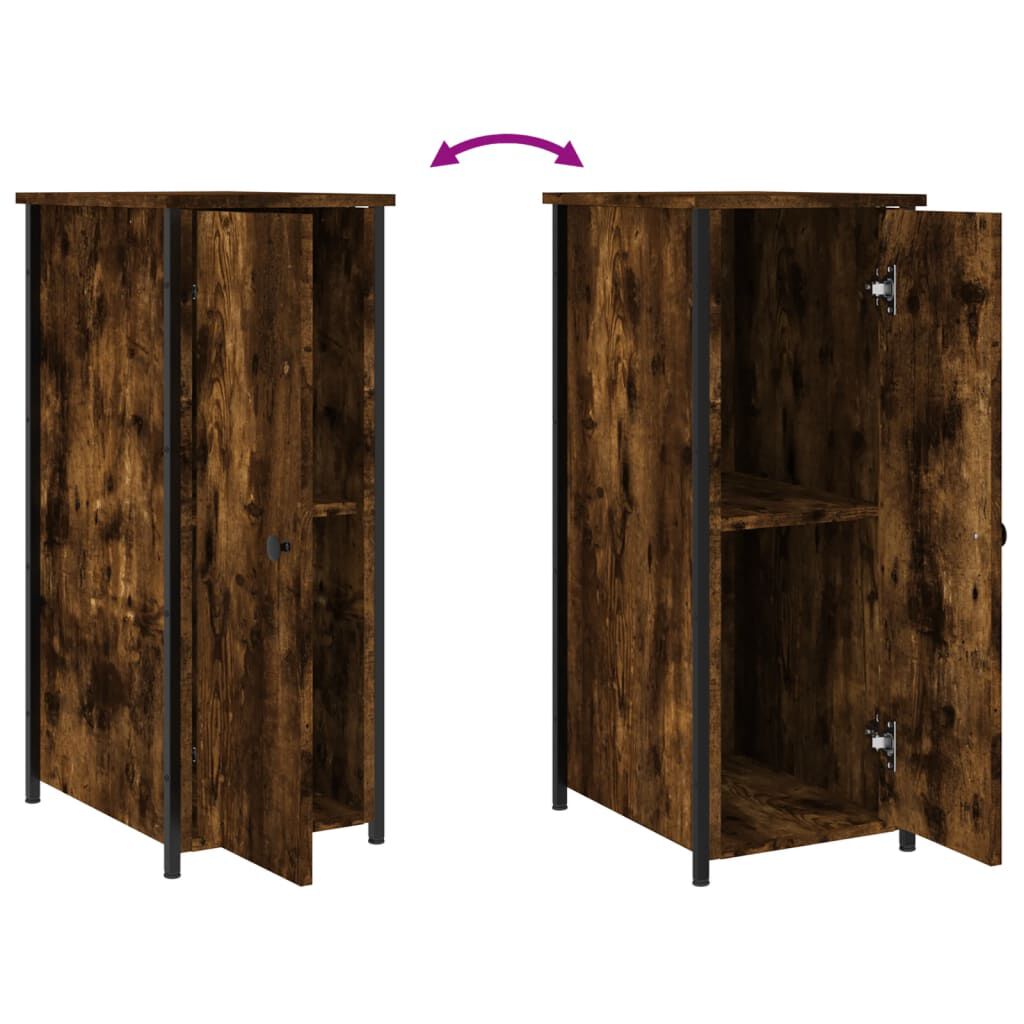 vidaXL Κομοδίνο Καπνιστή Δρυς 32 x 42 x 80 εκ. από Επεξεργασμένο Ξύλο
