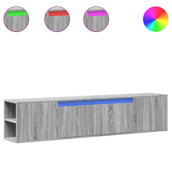 vidaXL Έπιπλο Τοίχου Τηλεόρασης με LED Γκρι Sonoma 180x31x39,5 εκ.