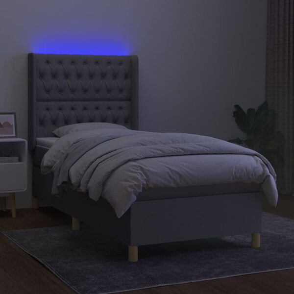 vidaXL &Kappa;&rho;&epsilon;&beta;ά&tau;&iota; Boxspring &mu;&epsilon; &Sigma;&tau;&rho;ώ&mu;&alpha; & LED &Alpha;&nu;.&Gamma;&kappa;&rho;&iota; 100x200&epsilon;&kappa;. &Upsilon;&phi;&alpha;&sigma;&mu;ά&tau;&iota;&nu;&omicron;