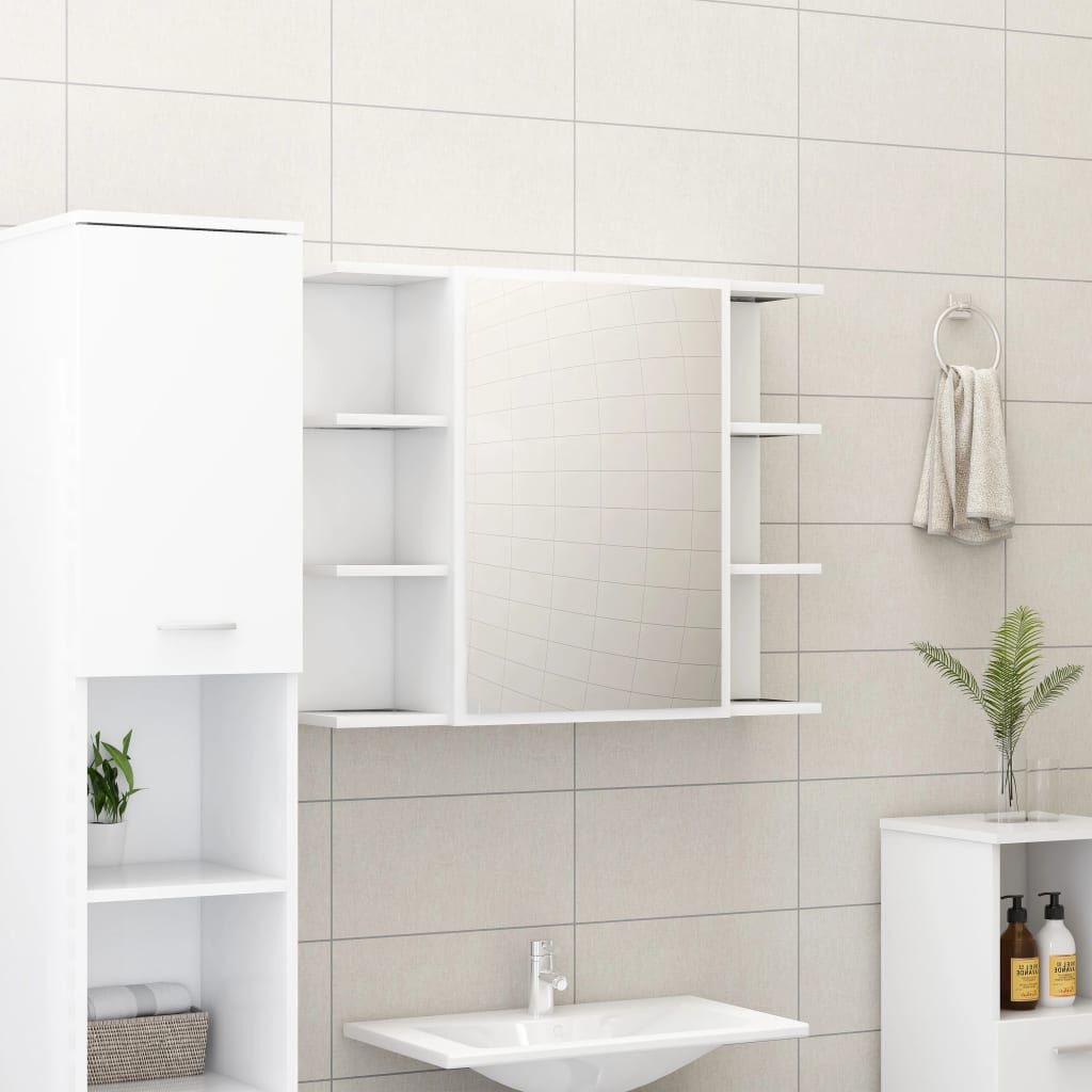 vidaXL Καθρέφτης Μπάνιου με Ντουλάπι Λευκό 80x20,5x64 εκ. Επεξ. Ξύλο