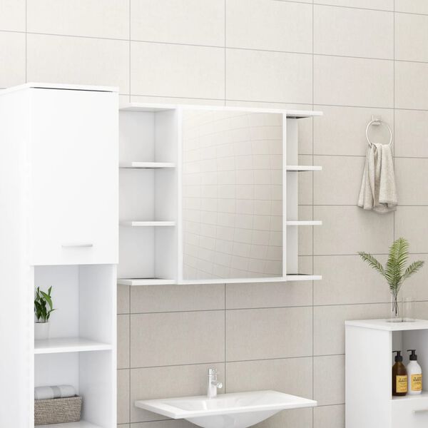 vidaXL Καθρέφτης Μπάνιου με Ντουλάπι Λευκό 80x20,5x64 εκ. Επεξ. Ξύλο