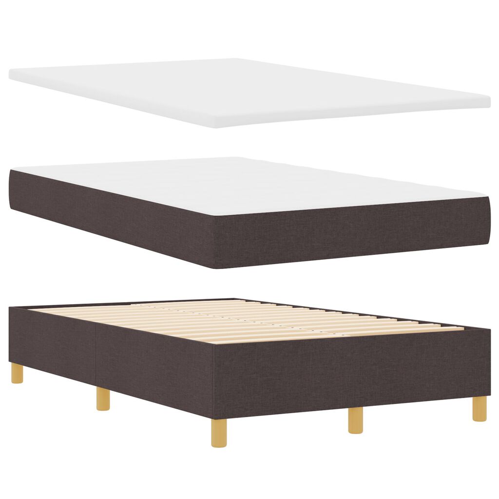 vidaXL Κρεβάτι Box Spring με Στρώμα & Πάγκο Σκούρο Καφέ 120x200 εκ. Υφάσματος