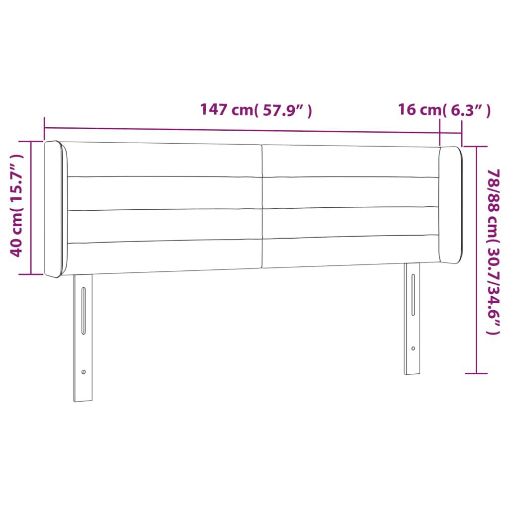 vidaXL Κεφαλάρι με Πτερύγια Ροζ 147x16x78/88 εκ. Βελούδινο