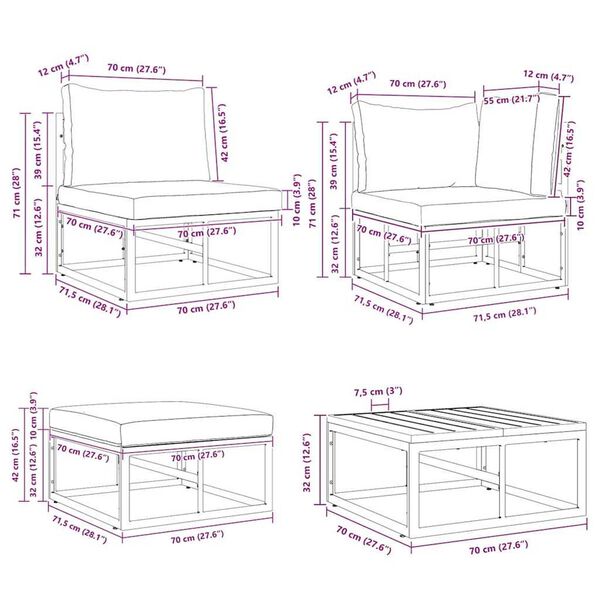 vidaXL Σετ Καναπέ Κήπου 12 pcs Μαύρο Μέταλλο