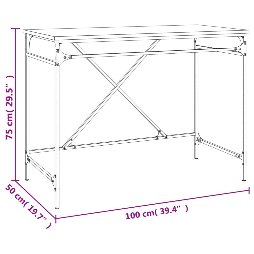 vidaXL Γραφείο Γκρι Sonoma 100 x 50 x 75 εκ. από Επεξεργασμένο Ξύλο
