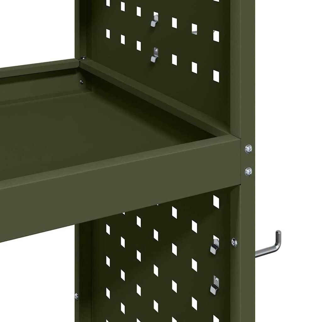 vidaXL Καρότσι εργαλείων με ράφι Λαδί 75 x 35 x 73 εκ. Κρύα χάλυβας