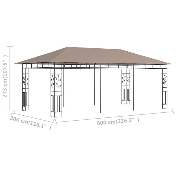 vidaXL Κιόσκι με Αντικουνουπικό Δίχτυ Taupe 6x3x2,73 μ. / 180 γρ./μ²