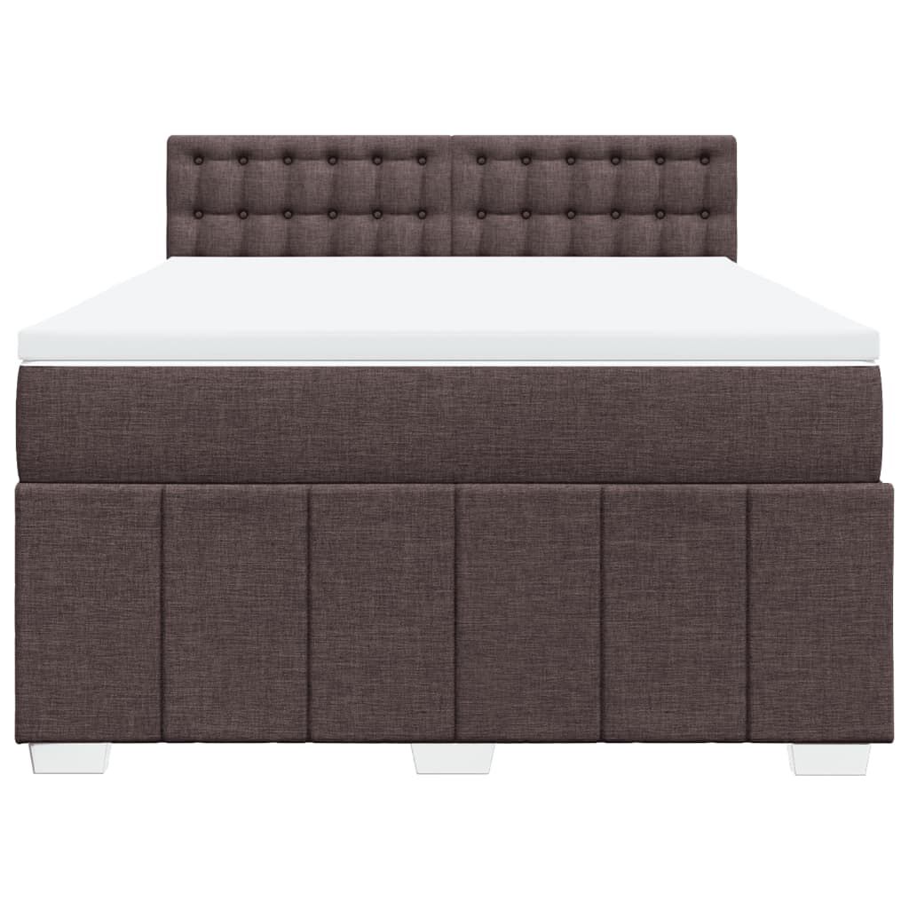 vidaXL Κρεβάτι Boxspring με Στρώμα Σκούρο Καφέ 140x190 εκ. Υφασμάτινο