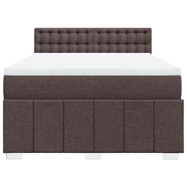 vidaXL Κρεβάτι Boxspring με Στρώμα Σκούρο Καφέ 140x190 εκ. Υφασμάτινο