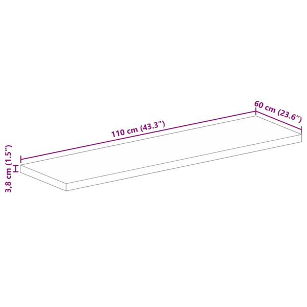 vidaXL Επιφάνεια Τραπεζιού Ορθογώνια 110x60x3,8 εκ. Μασίφ Ξύλο Ακακίας
