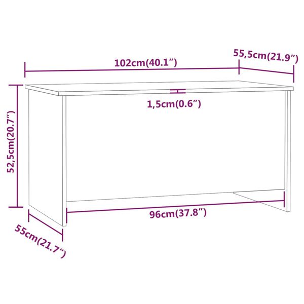 vidaXL Τραπεζάκι Σαλονιού Γυαλ. Λευκό 102x55,5x52,5 εκ. Επεξεργ. Ξύλο