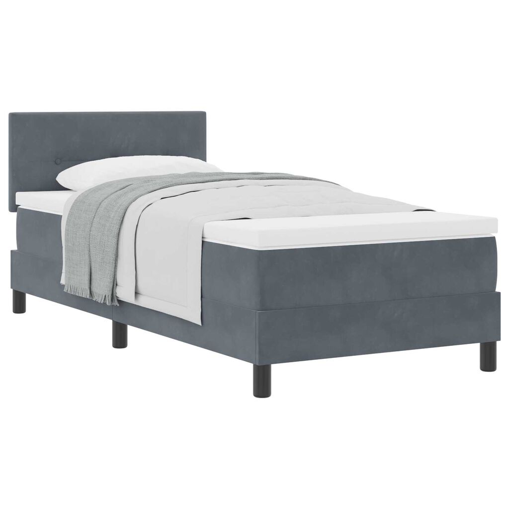 κρεβάτι Box Spring με στρώμα vidaXL σκούρο γκρι 80x200 εκ. βελούδο