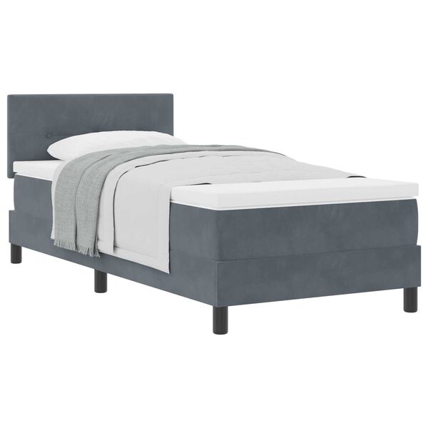 κρεβάτι Box Spring με στρώμα vidaXL σκούρο γκρι 80x200 εκ. βελούδο