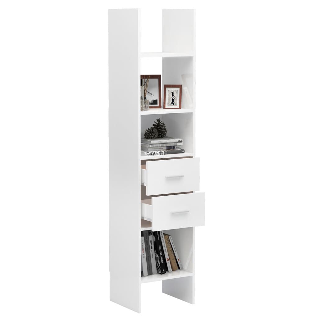 vidaXL Βιβλιοθήκη Γυαλιστερό Λευκό 40 x 35 x 180 εκ. από Επεξ. Ξύλο