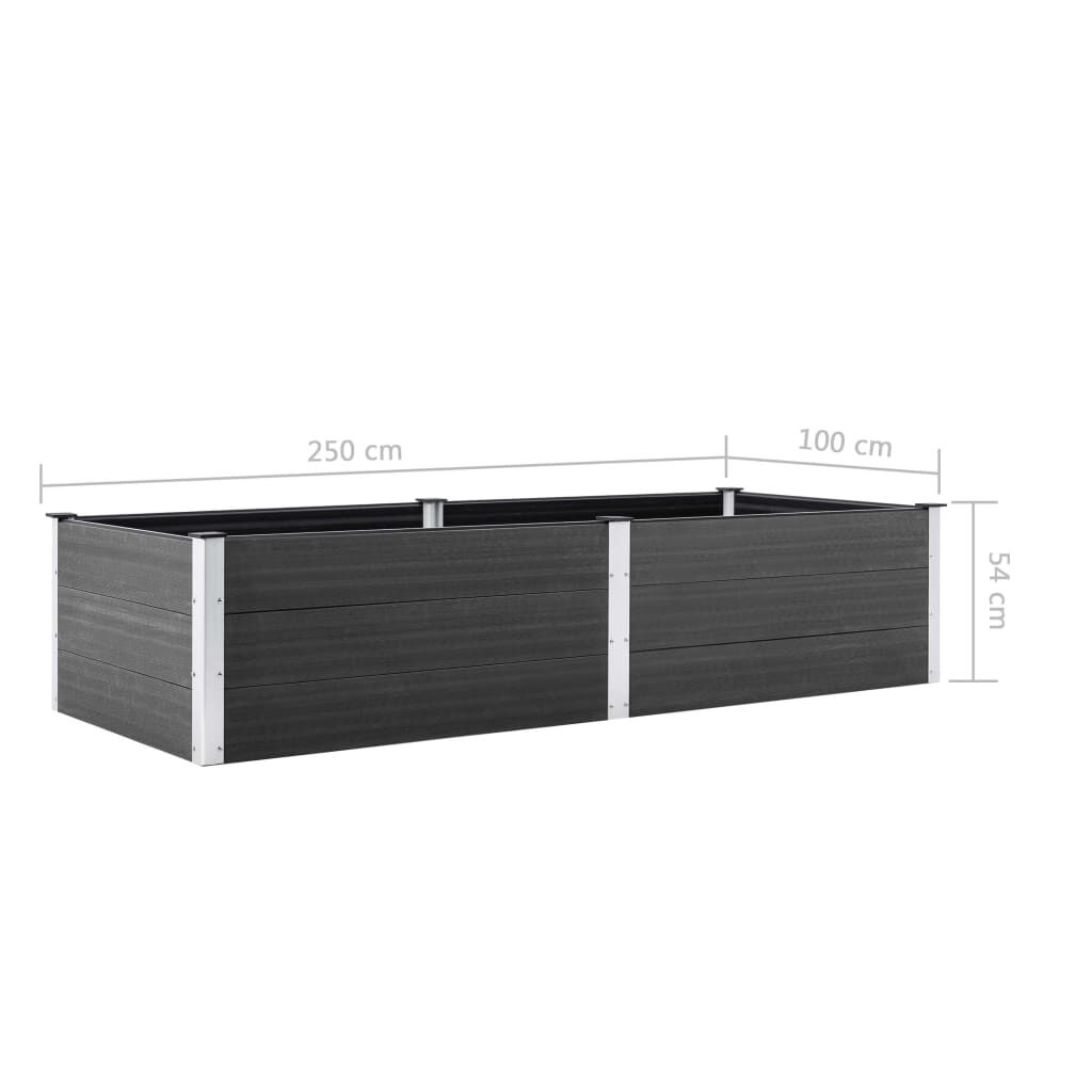vidaXL Ζαρντινιέρα Υπερυψωμένη Γκρι 250 x 100 x 54 εκ. από WPC