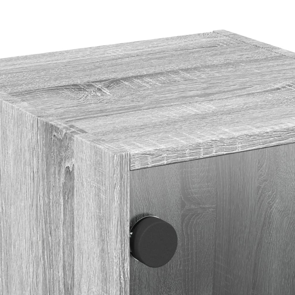 vidaXL Κομοδίνο Γκρι Sonoma 35x37x35 εκ. με Γυάλινη Πόρτα