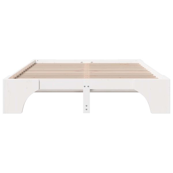 vidaXL Κρεβάτι Λευκό Ξύλο 150 x 200 cm Μινιμαλιστικό Ξύλινο Κρεβάτι
