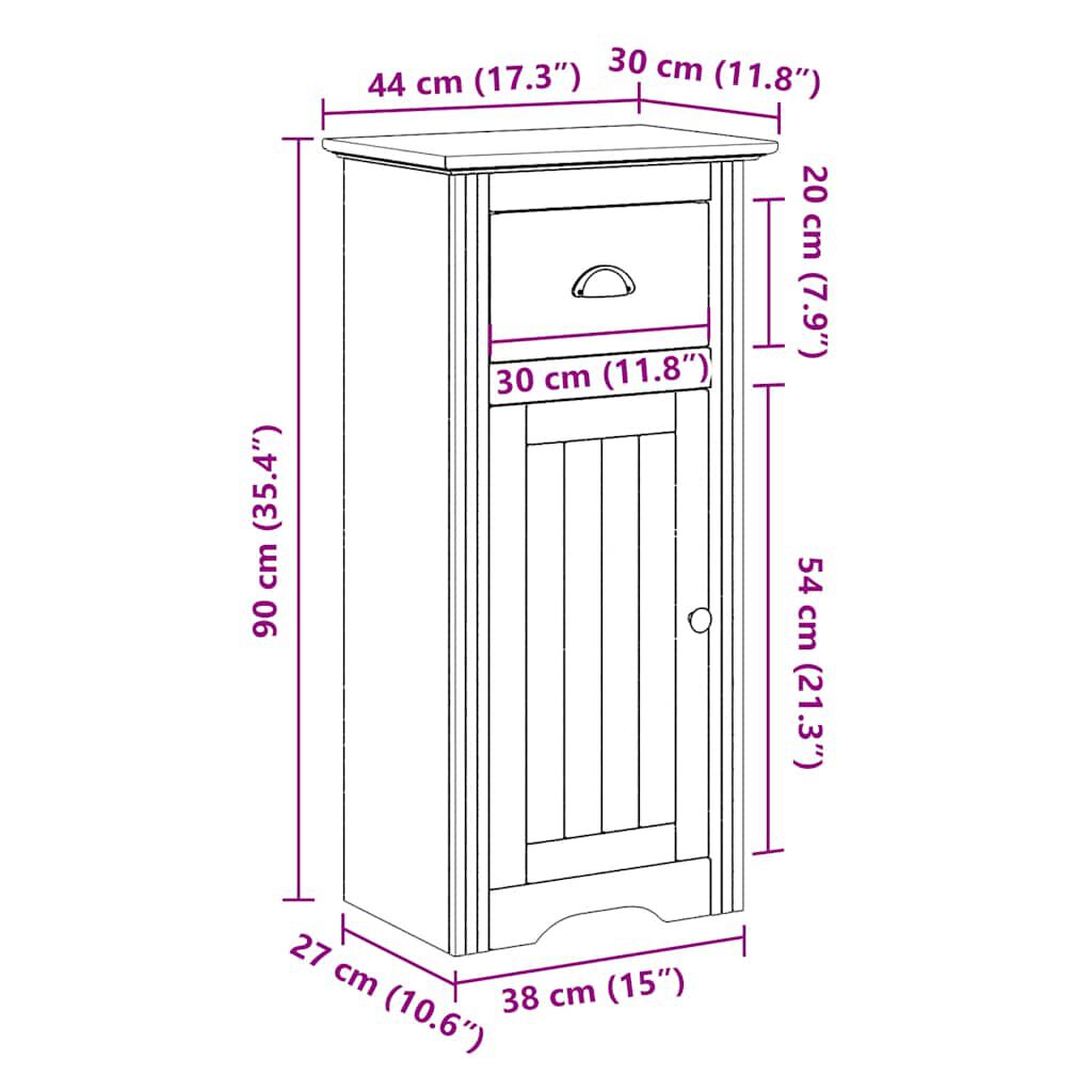 vidaXL Ντουλάπι μπάνιου BODO Λευκό και καφέ 44x30x90 cm