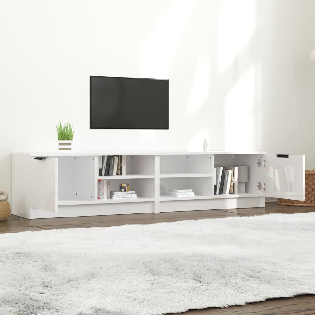 vidaXL Έπιπλα Τηλεόρασης 2 τεμ. Γυαλιστ. Λευκό80x35x36,5εκ. Επεξ. Ξύλο