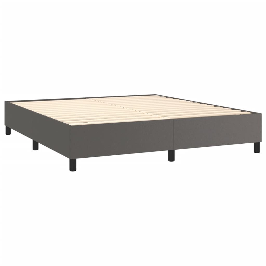 vidaXL Κρεβάτι Boxspring με Στρώμα Γκρι 180x200 εκ. Συνθετικό Δέρμα