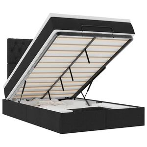 vidaXL Οθωμανικό κρεβάτι με στρώμα & LEDs Μαύρο 120x200 cm Ύφασμα