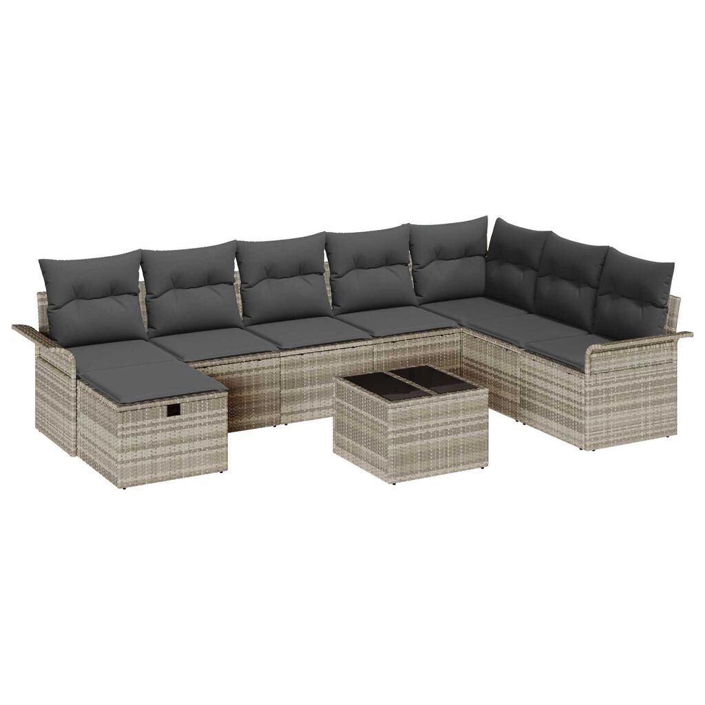 vidaXL Σετ Καναπέ Κήπου 9 pcs Ανοιχτό γκρι 297.5 x 187.5 x 85 εκ