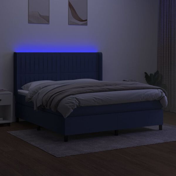 vidaXL &Kappa;&rho;&epsilon;&beta;ά&tau;&iota; Boxspring &mu;&epsilon; &Sigma;&tau;&rho;ώ&mu;&alpha; & LED &Mu;&pi;&lambda;&epsilon; 160x200 &epsilon;&kappa;. &Upsilon;&phi;&alpha;&sigma;&mu;ά&tau;&iota;&nu;&omicron;