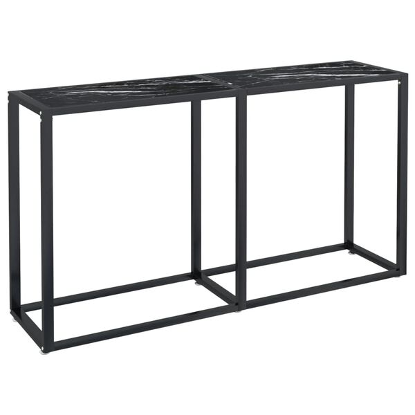 vidaXL Τραπέζι Κονσόλα Μαύρο Όψη Μαρμάρου 140x35x75,5 εκ. Ψημένο Γυαλί