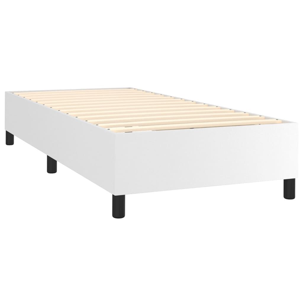 vidaXL Κρεβάτι Boxspring με Στρώμα & LED Λευκό 100x200 εκ. Συνθ. Δέρμα