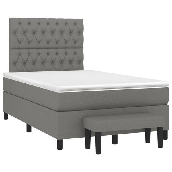 vidaXL Κρεβάτι Boxspring με Στρώμα Σκούρο Γκρι 120x190 εκ Υφασμάτινο