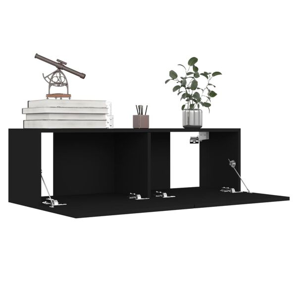 vidaXL Έπιπλα Τηλεόρασης 4 τεμ. Μαύρα 100 x 30 x 30 εκ. Επεξ. Ξύλο