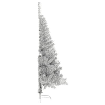 vidaXL Χριστουγεννιάτικο Δέντρο Τεχνητό Μισό με Βάση Ασημί 150 εκ. PET
