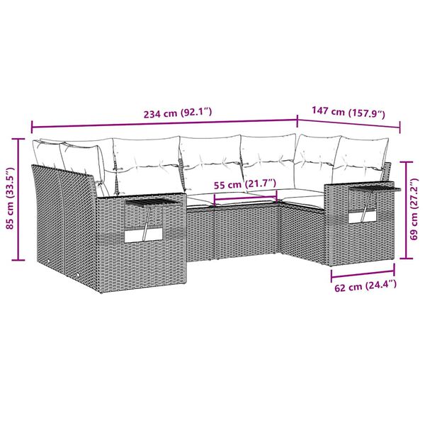 vidaXL &Kappa;&alpha;&nu;&alpha;&pi;έ&sigmaf; &Kappa;ή&pi;&omicron;&upsilon; 6 &Tau;&epsilon;&mu;&alpha;&chi;ί&omega;&nu; &Mu;&alpha;ύ&rho;&omicron; &alpha;&pi;ό &Sigma;&upsilon;&nu;&theta;&epsilon;&tau;&iota;&kappa;ό &Rho;&alpha;&tau;ά&nu; &mu;&epsilon; &Mu;&alpha;&xi;&iota;&lambda;ά&rho;&iota;&alpha;