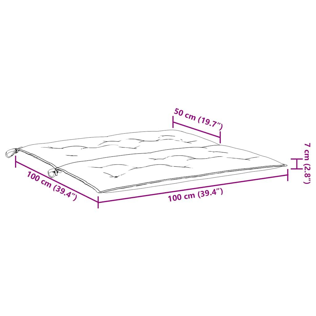 vidaXL Μαξιλάρι Πάγκου Κήπου Ανθρακί 100x(50+50)x7 εκ. Ύφασμα Oxford