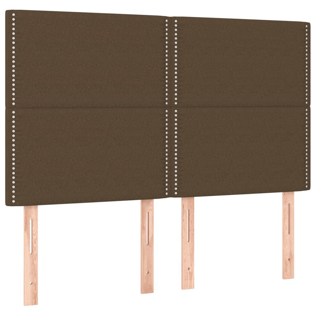 vidaXL Κρεβάτι Boxspring με Στρώμα Σκούρο Καφέ 140x190 εκ. Υφασμάτινο