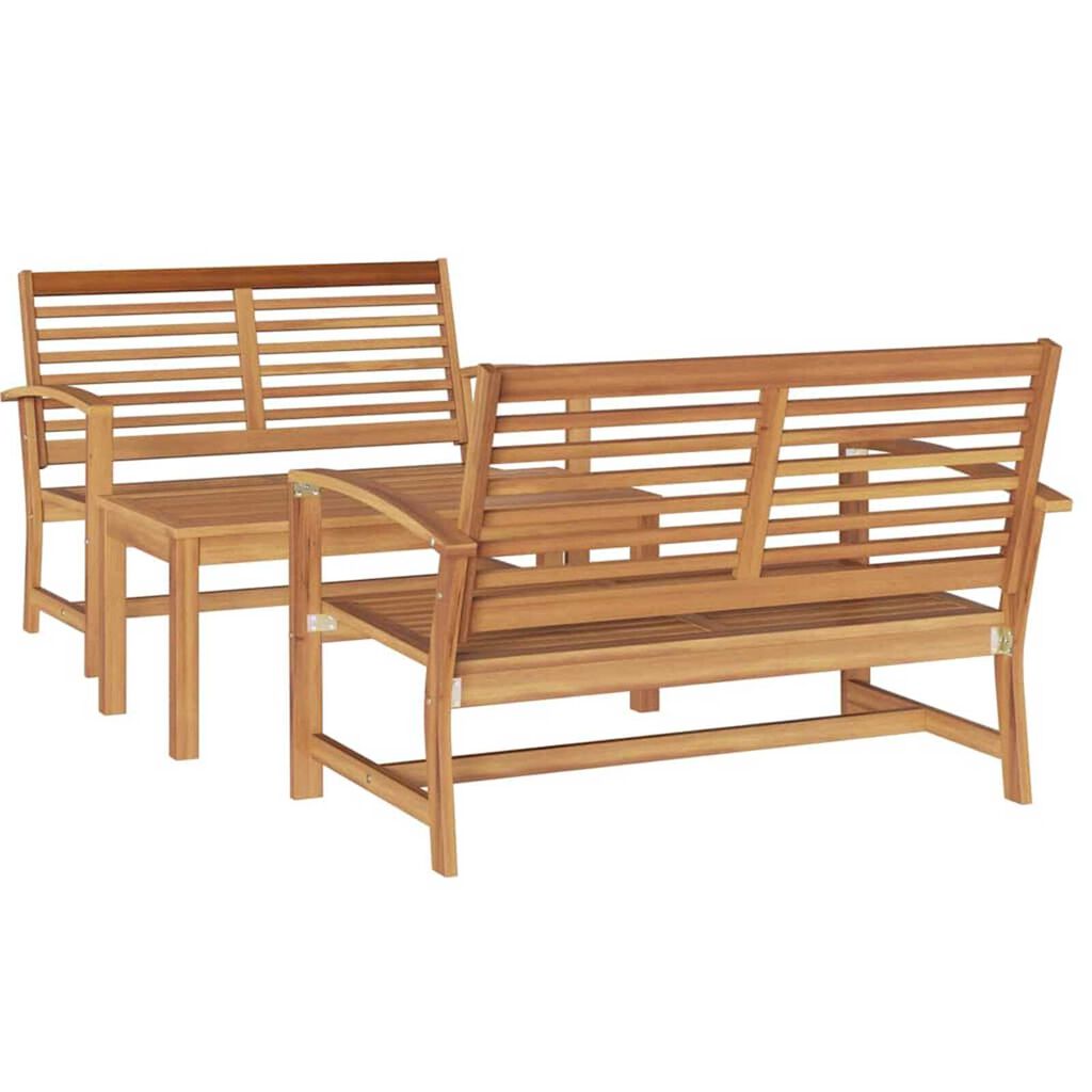 Σετ Καναπέ Κήπου 3 pcs Φυσικό Μασίφ ξύλο teak